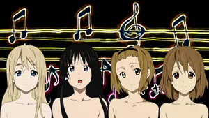 K-on Girls With Music Note Wallpaper