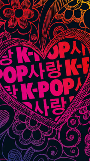 K Pop Love Heart Design Wallpaper
