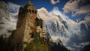 Kaer_ Morhen_ Fortress_ Amidst_ Mountains Wallpaper