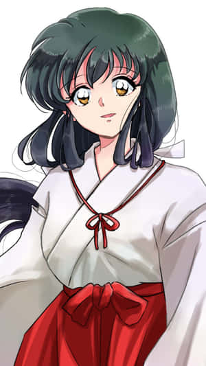 Kagome Higurashi In Action On A Vibrant Wallpaper Wallpaper