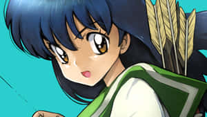 Kagome Higurashi Striking A Pose In A Vibrant Forest Wallpaper