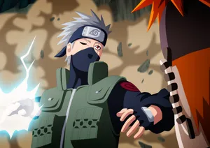 Kakashi And Pain Face Off In Intense Battle Wallpaper