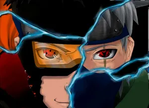 Kakashi And Tobi: A Fierce Battle Wallpaper