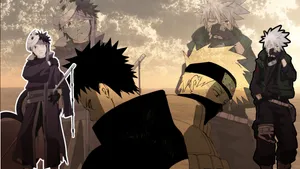 Kakashi And Tobi Face-off - Fierce Rivals And Powerful Shinobi Wallpaper