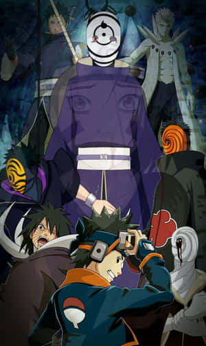 Kakashi And Tobi Facing Each Other In An Intense Battle Wallpaper