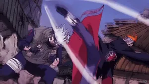 Kakashi Battle Against Pain In A Tense Showdown Wallpaper