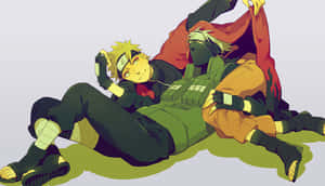 Kakashi Hatake And Naruto Uzumaki Smiling Together Wallpaper