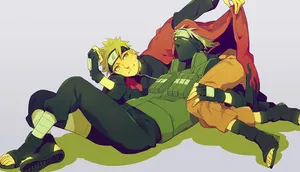 Kakashi Hatake And Naruto Uzumaki Smiling Together Wallpaper