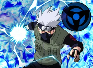 Kakashi Using His Signature Jutsu, The Raikiri Lightning Cutter Wallpaper