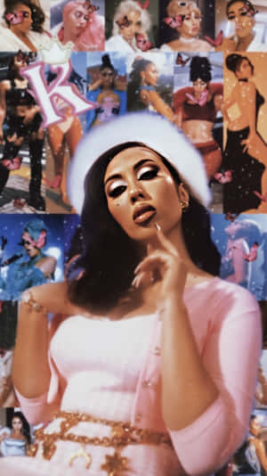 Kali Uchis Pink Ensemble Collage Wallpaper