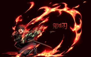 Kamado Tanjiro Unleashing His Sun Breathing Technique In The Demon Slayer Anime Series Wallpaper