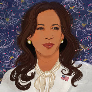 Kamala Harris Floral Graphic Art Wallpaper