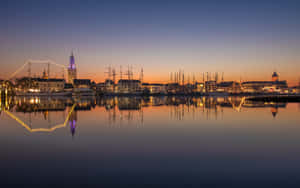 Kampen Skyline Dusk Reflection Wallpaper