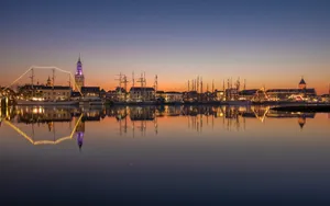 Kampen Skyline Dusk Reflection Wallpaper