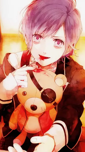 Kanato Sakamaki With Teddy Bear Wallpaper