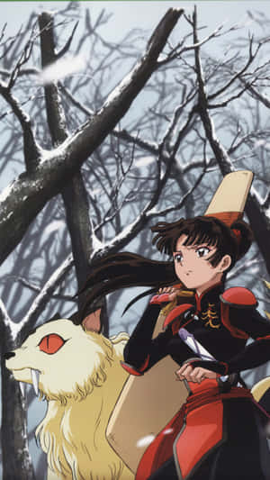 Kango And Kirara In Inuyasha Iphone Wallpaper