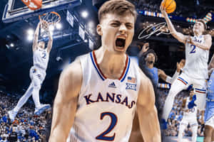 Kansas Basketball Player Christian Braun Dunking Wallpaper