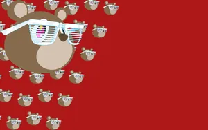 Kanye West Bear Ladder Glasses Collage Red Aesthetic Wallpaper