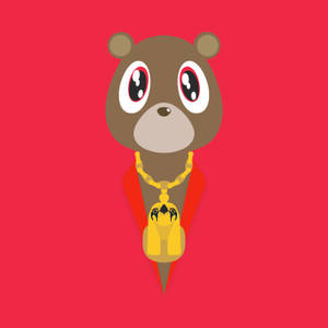 Kanye West Bear Minimalist Red Aesthetic Wallpaper