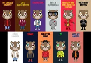 Kanye West Bear Standing Album Names Wallpaper