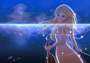 Kaori Explores The Depths Of Music In Anime Series, 'your Lie In April' Wallpaper