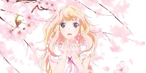 Kaori Miyazono Cherry Blossoms Wallpaper
