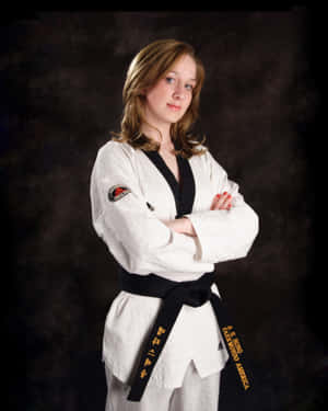 Karate Student Wearing Traditional Martial Arts Uniform Wallpaper