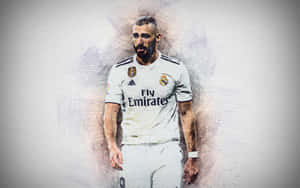 Karim Benzema Artistic Soccer Portrait Wallpaper