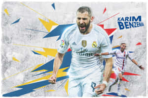 Karim Benzema Dynamic Football Artwork Wallpaper