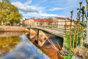 Karlshamn Sweden River Bridge Scenery Wallpaper