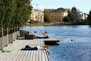 Karlstad Riverfront Leisure Wallpaper