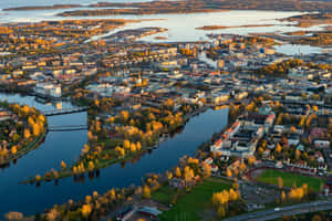 Karlstad Sweden Aerial View Autumn Wallpaper