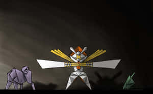 Kartana With Origami Pokemon Black Background Wallpaper