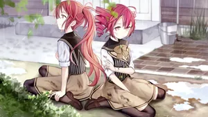 Kasane Teto Twins Sitting Wallpaper