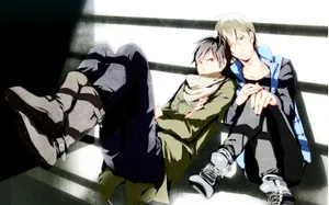 Kasuka Heiwajima Striking A Confident Pose Against A Colorful Backdrop Wallpaper