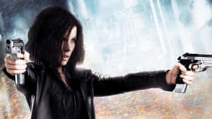 Kate Beckinsale Dual Wielding Guns4 K Wallpaper