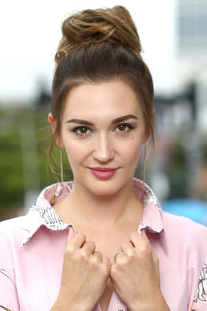 Katherine Barrell Pink Top Bun Hairstyle Wallpaper