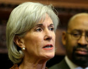 Kathleen Sebelius Delivering A Speech Wallpaper