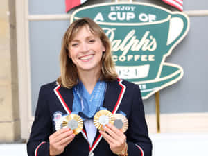 Katie Ledecky Holding Medals Wallpaper