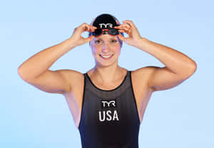 Katie Ledecky Swimming Gear Portrait Wallpaper