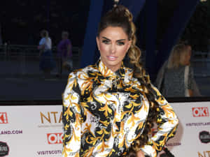 Katie Price Posing Elegantly In A Designer Dress Wallpaper