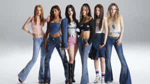 Katseye Fashion Group Jeans Posing Wallpaper
