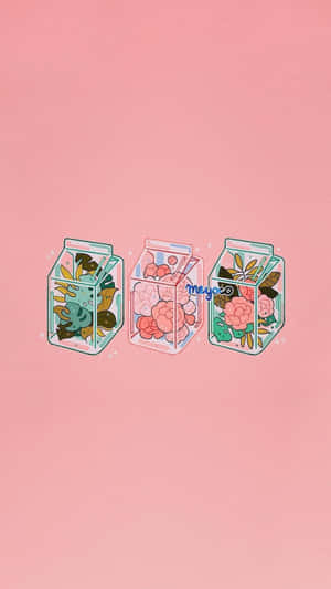 Kawaii Aesthetic Milk Box Terrarium Wallpaper