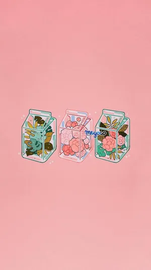 Kawaii Aesthetic Milk Box Terrarium Wallpaper