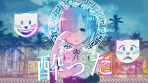 Kawaii Anime Girl Vaporwave Aesthetic.jpg Wallpaper