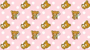 Kawaii_ Bears_ Pattern_ Pink_ Background Wallpaper