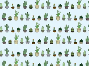 Kawaii Cactus: Adorable Cartoon Cacti Friends Wallpaper