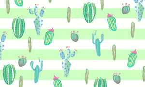 Kawaii Cactus Smiling In A Colorful Pot Wallpaper