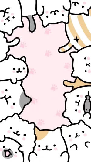Kawaii Cats On Image Frame Wallpaper