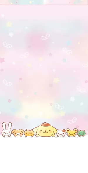 Kawaii Characters Gathering Together Wallpaper
